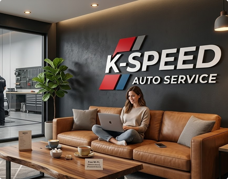 Комфортная зона ожидания в автосервисе K-SPEED